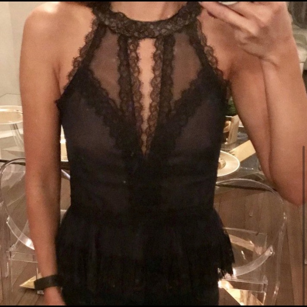 Marchesa lace corset top